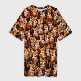Платье-футболка 3D с принтом Упоротые лисы в Белгороде,  |  | fox | животные | лис | лиса | лисичка | мем | паттрен | рыжий | толпа | упортый | фыр фыр