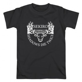 Мужская футболка хлопок с принтом Sekiro: Shadows Die Twice в Белгороде, 100% хлопок | прямой крой, круглый вырез горловины, длина до линии бедер, слегка спущенное плечо. | 