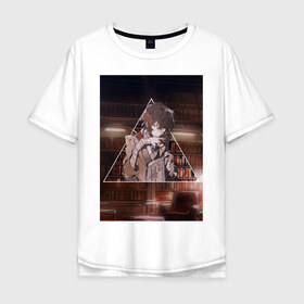 Мужская футболка хлопок Oversize с принтом ДАЗАЙ в Белгороде, 100% хлопок | свободный крой, круглый ворот, “спинка” длиннее передней части | Тематика изображения на принте: бродячие псы | дадзай | осаму | осаму дазай
