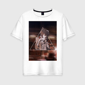 Женская футболка хлопок Oversize с принтом ДАЗАЙ в Белгороде, 100% хлопок | свободный крой, круглый ворот, спущенный рукав, длина до линии бедер
 | Тематика изображения на принте: бродячие псы | дадзай | осаму | осаму дазай