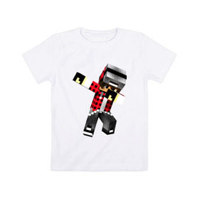 Детская футболка хлопок с принтом Dab Minecraft в Белгороде, 100% хлопок | круглый вырез горловины, полуприлегающий силуэт, длина до линии бедер | dab | deb | minecraft | даб | деб | майнкрафт