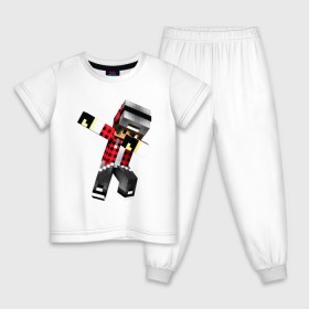 Детская пижама хлопок с принтом Dab Minecraft в Белгороде, 100% хлопок |  брюки и футболка прямого кроя, без карманов, на брюках мягкая резинка на поясе и по низу штанин
 | dab | deb | minecraft | даб | деб | майнкрафт
