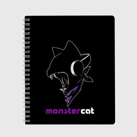 Тетрадь с принтом Monstercat в Белгороде, 100% бумага | 48 листов, плотность листов — 60 г/м2, плотность картонной обложки — 250 г/м2. Листы скреплены сбоку удобной пружинной спиралью. Уголки страниц и обложки скругленные. Цвет линий — светло-серый
 | Тематика изображения на принте: monstercat | клуб | клубная музыка | кот | котенок | кошка | лейбл | монстар | монстар кет | монстер | музыка | танцевальная музыка | электронная | электронная музыка
