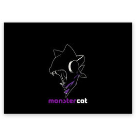 Поздравительная открытка с принтом Monstercat в Белгороде, 100% бумага | плотность бумаги 280 г/м2, матовая, на обратной стороне линовка и место для марки
 | monstercat | клуб | клубная музыка | кот | котенок | кошка | лейбл | монстар | монстар кет | монстер | музыка | танцевальная музыка | электронная | электронная музыка