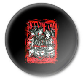 Значок с принтом babymetal anime в Белгороде,  металл | круглая форма, металлическая застежка в виде булавки | black | metall | аниме | бэбиметал | волки | девочки | рамка | рок | тяжелаямузыка | тянки