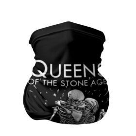 Бандана-труба 3D с принтом Queens of the Stone Age в Белгороде, 100% полиэстер, ткань с особыми свойствами — Activecool | плотность 150‒180 г/м2; хорошо тянется, но сохраняет форму | Тематика изображения на принте: josh homme | metal | qotsa | queens of the stone age | rock | группы | метал | музыка | рок