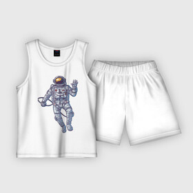 Детская пижама с шортами хлопок с принтом Космонавт BIGSPACE в Белгороде,  |  | Тематика изображения на принте: без фона | космонавт | космос