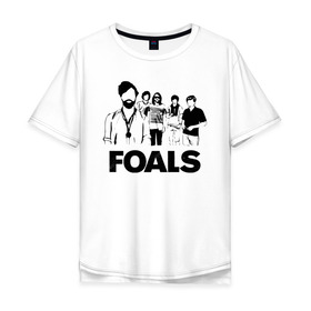 Мужская футболка хлопок Oversize с принтом Foals в Белгороде, 100% хлопок | свободный крой, круглый ворот, “спинка” длиннее передней части | Тематика изображения на принте: foals | yannis philippakis | группы | дэнс панк | инди | мат рок | музыка | рок | фоалз | яннис филиппакис