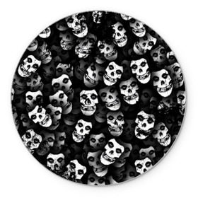 Коврик круглый с принтом Призраки Мисфитс в Белгороде, резина и полиэстер | круглая форма, изображение наносится на всю лицевую часть | misfits | punk | punk rock | rock | лицо | мисфитс | панк | панк рок | паттрен | призрак | рок | скелет | череп | черно белый