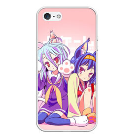 Чехол для iPhone 5/5S матовый с принтом No Game No Life в Белгороде, Силикон | Область печати: задняя сторона чехла, без боковых панелей | Тематика изображения на принте: ngnl | no game no life | аниме | без игры жизни нет | изуна | манга | нет игры   нет жизни | сора и сиро | широ