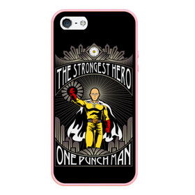 Чехол для iPhone 5/5S матовый с принтом One Punch Man в Белгороде, Силикон | Область печати: задняя сторона чехла, без боковых панелей | one punch man | onepunchman | oppai | аниме | ван панч мен | ванпанчмен | манга | сайтама | супергерои | человек один удар