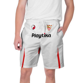 Мужские шорты 3D с принтом Sevilla FC (2018-2019) в Белгороде,  полиэстер 100% | прямой крой, два кармана без застежек по бокам. Мягкая трикотажная резинка на поясе, внутри которой широкие завязки. Длина чуть выше колен | Тематика изображения на принте: 