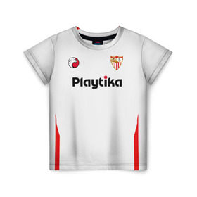 Детская футболка 3D с принтом Sevilla FC (2018-2019) в Белгороде, 100% гипоаллергенный полиэфир | прямой крой, круглый вырез горловины, длина до линии бедер, чуть спущенное плечо, ткань немного тянется | 