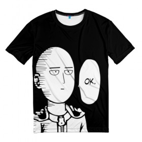 Мужская футболка 3D с принтом One Punch Man в Белгороде, 100% полиэфир | прямой крой, круглый вырез горловины, длина до линии бедер | one punch man | onepunchman | oppai | аниме | ван панч мен | ванпанчмен | манга | сайтама | супергерои | человек один удар