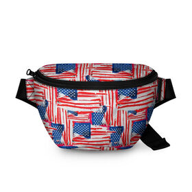 Поясная сумка 3D с принтом Флаг США Американский стиль в Белгороде, 100% полиэстер | плотная ткань, ремень с регулируемой длиной, внутри несколько карманов для мелочей, основное отделение и карман с обратной стороны сумки застегиваются на молнию | 