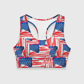 Женский спортивный топ 3D с принтом Флаг США Американский стиль в Белгороде, 82% полиэстер, 18% спандекс Ткань безопасна для здоровья, позволяет коже дышать, не мнется и не растягивается |  | 
