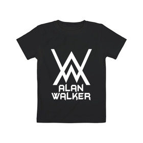 Детская футболка хлопок с принтом Alan Walker в Белгороде, 100% хлопок | круглый вырез горловины, полуприлегающий силуэт, длина до линии бедер | alan walker | алан валкер | алан волкер | алан уокер | диджей | музыка | музыкант | песни