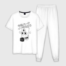 Мужская пижама хлопок с принтом Барт Симпсон в Белгороде, 100% хлопок | брюки и футболка прямого кроя, без карманов, на брюках мягкая резинка на поясе и по низу штанин
 | the simpsons | барт | иероглифы | китайские иероглифы | китайский | симпсон | симпсоны