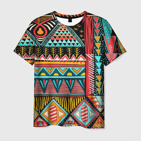 Мужская футболка 3D с принтом Африканский стиль  в Белгороде, 100% полиэфир | прямой крой, круглый вырез горловины, длина до линии бедер | Тематика изображения на принте: africa | african | pattern | style | trend | африка | африканский стиль | геометрия | мода | орнамент | паттерн | стиль | тренд