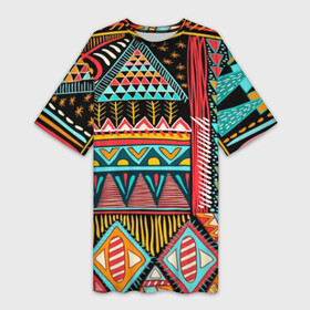 Платье-футболка 3D с принтом Африканский стиль в Белгороде,  |  | africa | african | pattern | style | trend | африка | африканский стиль | геометрия | мода | орнамент | паттерн | стиль | тренд