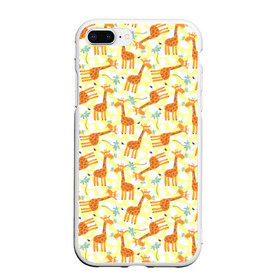 Чехол для iPhone 7Plus/8 Plus матовый с принтом Жирафики в Белгороде, Силикон | Область печати: задняя сторона чехла, без боковых панелей | giraffe | pattern | животные | жираф | паттерн | текстура