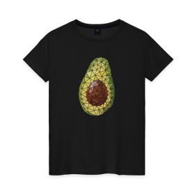 Женская футболка хлопок с принтом Авокадо в Белгороде, 100% хлопок | прямой крой, круглый вырез горловины, длина до линии бедер, слегка спущенное плечо | вкусняшка | графика | жиры | зож | косточка | мозаика | овощ | паззл | пазл | плод | пп | правильное питание | фитоняшка | фрагменты | фрукт