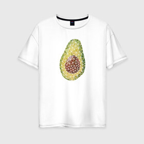 Женская футболка хлопок Oversize с принтом Авокадо в Белгороде, 100% хлопок | свободный крой, круглый ворот, спущенный рукав, длина до линии бедер
 | вкусняшка | графика | жиры | зож | косточка | мозаика | овощ | паззл | пазл | плод | пп | правильное питание | фитоняшка | фрагменты | фрукт