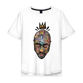 Мужская футболка хлопок Oversize с принтом 2pac Тупак Шакур в Белгороде, 100% хлопок | свободный крой, круглый ворот, “спинка” длиннее передней части | 2pac | hip hop | rap | абстракция | граффити | краски | лицо | рэп | тупак | хип хоп | шакур