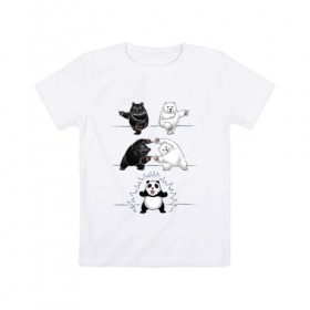 Детская футболка хлопок с принтом Панда превращение в Белгороде, 100% хлопок | круглый вырез горловины, полуприлегающий силуэт, длина до линии бедер | 