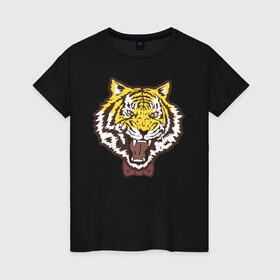 Женская футболка хлопок с принтом Yuri Plisetsky Style Tiger в Белгороде, 100% хлопок | прямой крой, круглый вырез горловины, длина до линии бедер, слегка спущенное плечо | tiger | yuri on ice | yuri plisetsky | тигр | юри на льду | юрий плисецкий