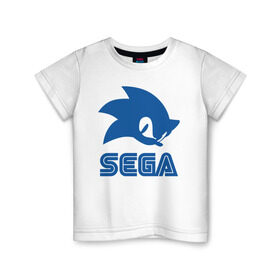 Детская футболка хлопок с принтом Sonic Sega в Белгороде, 100% хлопок | круглый вырез горловины, полуприлегающий силуэт, длина до линии бедер | sega | sonic | еж соник | сега | соник