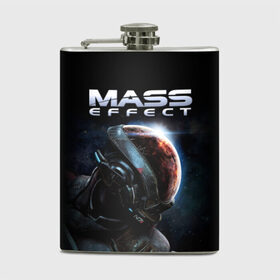 Фляга с принтом Mass Effect в Белгороде, металлический корпус | емкость 0,22 л, размер 125 х 94 мм. Виниловая наклейка запечатывается полностью | Тематика изображения на принте: andromeda | n7 | игры | компьютерные игры | масс эффект