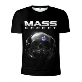 Мужская футболка 3D спортивная с принтом Mass Effect в Белгороде, 100% полиэстер с улучшенными характеристиками | приталенный силуэт, круглая горловина, широкие плечи, сужается к линии бедра | andromeda | n7 | игры | компьютерные игры | масс эффект