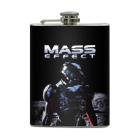 Фляга с принтом Mass Effect в Белгороде, металлический корпус | емкость 0,22 л, размер 125 х 94 мм. Виниловая наклейка запечатывается полностью | Тематика изображения на принте: 