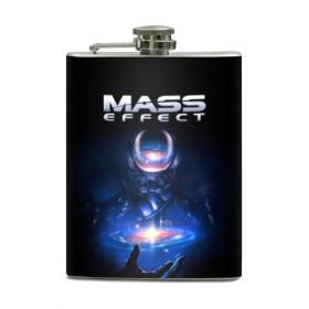 Фляга с принтом Mass Effect в Белгороде, металлический корпус | емкость 0,22 л, размер 125 х 94 мм. Виниловая наклейка запечатывается полностью | Тематика изображения на принте: 