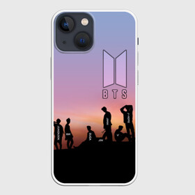 Чехол для iPhone 13 mini с принтом BTS on the Sunset в Белгороде,  |  | army | hip hop | j hope | jimin | jin | jungkook | k pop | rap | rm | suga | v | джей хоуп | джин | закат | контур | рм | рэп | силуэт | чи мин | чон гук | шуга