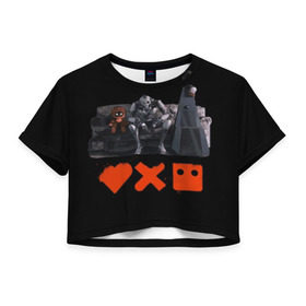Женская футболка 3D укороченная с принтом Love Death Robots в Белгороде, 100% полиэстер | круглая горловина, длина футболки до линии талии, рукава с отворотами | horror | it | love death  robots | netflix | будущее | искусственный интеллект | наука | технологии | фантастика