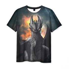 Мужская футболка 3D с принтом Night Fury в Белгороде, 100% полиэфир | прямой крой, круглый вырез горловины, длина до линии бедер | how to train your dragon | night fury | беззубик | дракон | как приручить дракона | ночная фурия