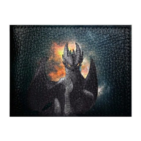 Обложка для студенческого билета с принтом Night Fury в Белгороде, натуральная кожа | Размер: 11*8 см; Печать на всей внешней стороне | how to train your dragon | night fury | беззубик | дракон | как приручить дракона | ночная фурия