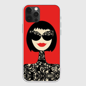 Чехол для iPhone 12 Pro Max с принтом Fashion woman в Белгороде, Силикон |  | black | brunette | caret | design | fashionable | girl | hairstyle | leaves | lips | patterns | plants | pop art | portrait | red | smile | woman | брюнетка | губы | девушка | дизайн | женщина | каре | красные | листья | модная | очки | поп арт 