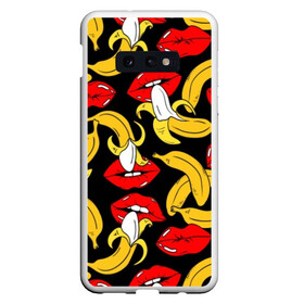 Чехол для Samsung S10E с принтом Губы и бананы в Белгороде, Силикон | Область печати: задняя сторона чехла, без боковых панелей | Тематика изображения на принте: background | bananas | black | drawing | erotic | food | fruit | lips | red | womens | бананы | губы | еда | женские | красные | рисунок | фон | фрукты | черный