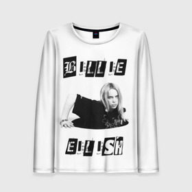 Женский лонгслив 3D с принтом Billie Eilish в Белгороде, 100% полиэстер | длинные рукава, круглый вырез горловины, полуприлегающий силуэт | bad guy | bellyache | billie eilish | bury a friend | ocean eyes | when we all fall asleep where do we go | билли айлиш | музыка | певица