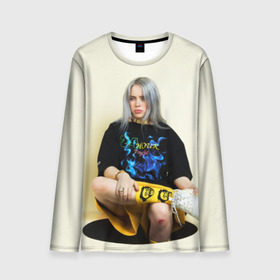 Мужской лонгслив 3D с принтом Billie Eilish в Белгороде, 100% полиэстер | длинные рукава, круглый вырез горловины, полуприлегающий силуэт | bad guy | bellyache | billie eilish | bury a friend | ocean eyes | when we all fall asleep where do we go | билли айлиш | музыка | певица