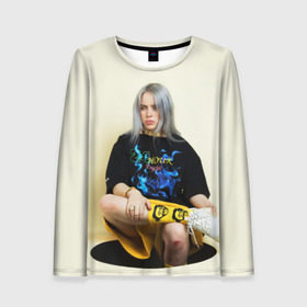 Женский лонгслив 3D с принтом Billie Eilish в Белгороде, 100% полиэстер | длинные рукава, круглый вырез горловины, полуприлегающий силуэт | bad guy | bellyache | billie eilish | bury a friend | ocean eyes | when we all fall asleep where do we go | билли айлиш | музыка | певица