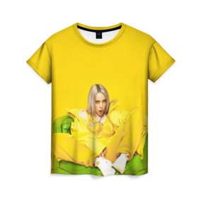 Женская футболка 3D с принтом Billie Eilish в Белгороде, 100% полиэфир ( синтетическое хлопкоподобное полотно) | прямой крой, круглый вырез горловины, длина до линии бедер | bad guy | bellyache | billie eilish | bury a friend | ocean eyes | when we all fall asleep where do we go | билли айлиш | музыка | певица