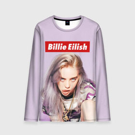 Мужской лонгслив 3D с принтом Billie Eilish в Белгороде, 100% полиэстер | длинные рукава, круглый вырез горловины, полуприлегающий силуэт | bad guy | bellyache | billie eilish | bury a friend | ocean eyes | when we all fall asleep where do we go | билли айлиш | музыка | певица