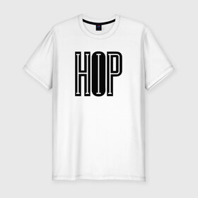 Мужская футболка премиум с принтом HIP-HOP в Белгороде, 92% хлопок, 8% лайкра | приталенный силуэт, круглый вырез ворота, длина до линии бедра, короткий рукав | Тематика изображения на принте: hip hop | logo | music | rap | лого | музыка | реп | хип хоп