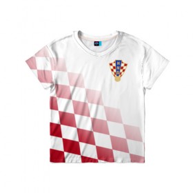 Детская футболка 3D с принтом Сборная Хорватии в Белгороде, 100% гипоаллергенный полиэфир | прямой крой, круглый вырез горловины, длина до линии бедер, чуть спущенное плечо, ткань немного тянется | croatia | hrvatska | сборная хорватии | сборная хорватии по футболу | сборные | форма | футбол | футбольные сборные | хорватия | хорватская сборная | чемпионат мира
