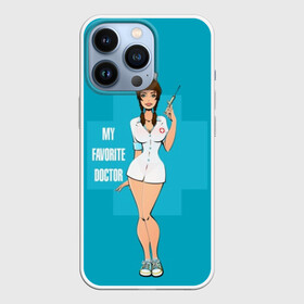 Чехол для iPhone 13 Pro с принтом Sexy nurse в Белгороде,  |  | Тематика изображения на принте: beautiful | brunette | eyes | figure | girl | green | holding | holiday | legs | long | medical | medicine | nurse | perfect | short | straight | worker | брюнетка | глаза | девушка | держит | длинные | зелёные | идеальная | короткий | красивая | медицина