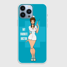 Чехол для iPhone 13 Pro Max с принтом Sexy nurse в Белгороде,  |  | Тематика изображения на принте: beautiful | brunette | eyes | figure | girl | green | holding | holiday | legs | long | medical | medicine | nurse | perfect | short | straight | worker | брюнетка | глаза | девушка | держит | длинные | зелёные | идеальная | короткий | красивая | медицина